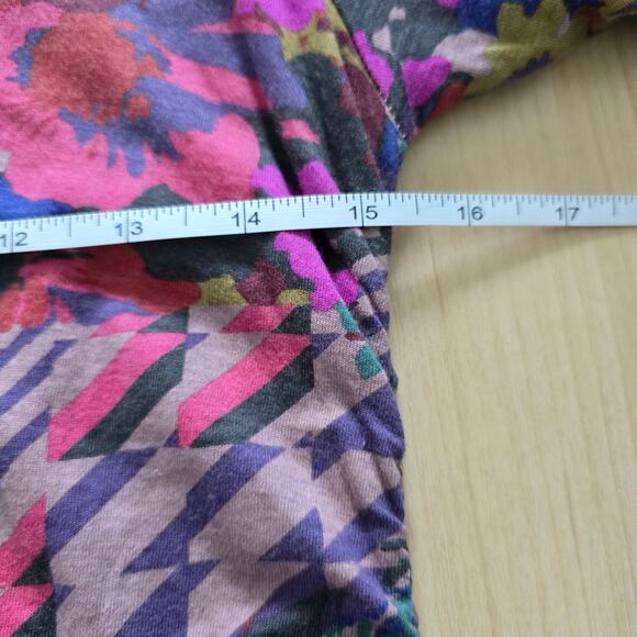 Anthropologie Daily Practice Ruched Mini Jersey Floral Print Long Sleeve Dress M - Picture 9 of 10